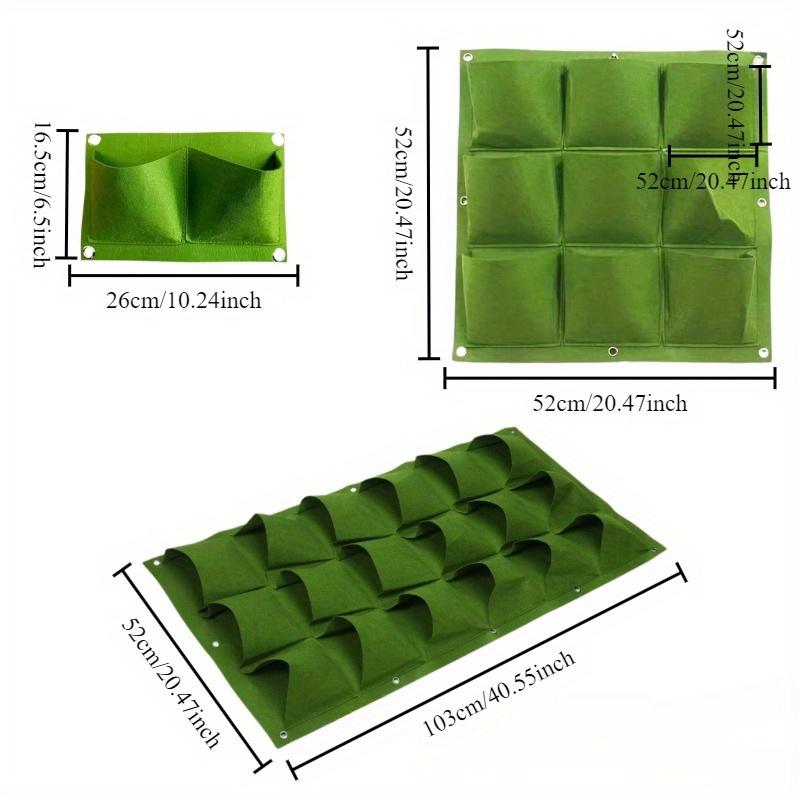 Wall Mounted Felt Planting Bag,2 Pockets/9 Pockets/18 Pockets, 1mm Thick - Indoor&Outdoor Use Easy Installation&Balcony Planting
