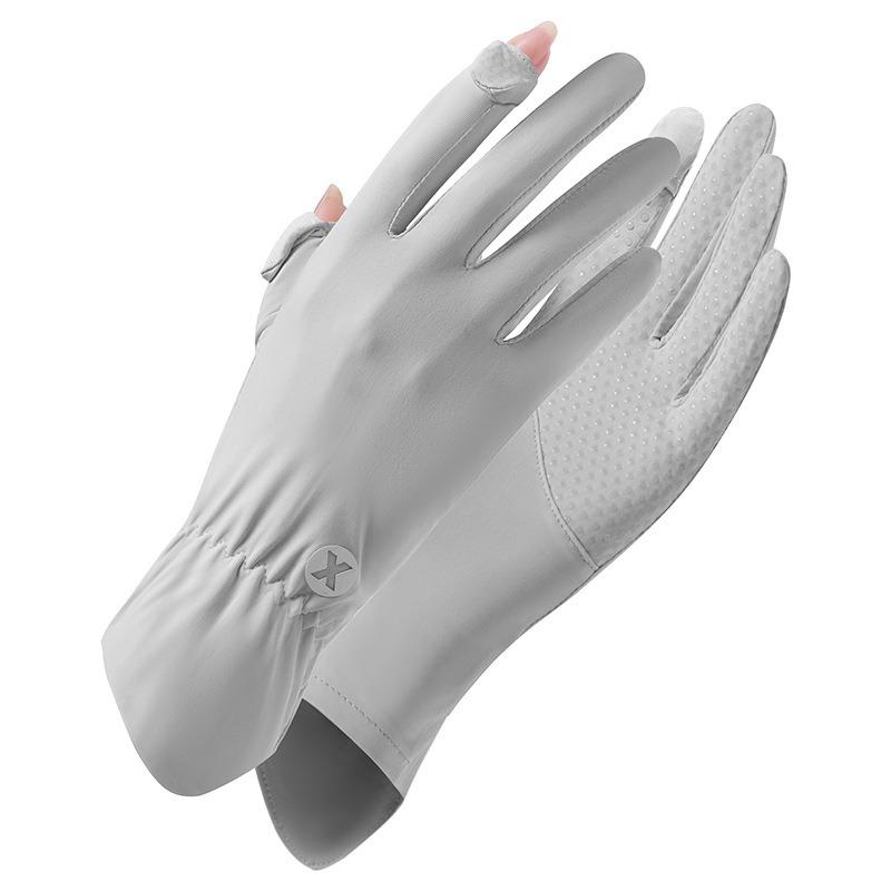 Sunscreen gloves women's UV protection thin summer ice silk fashion hand sleeves outdoor cycling leaking finger sunscreen gloves