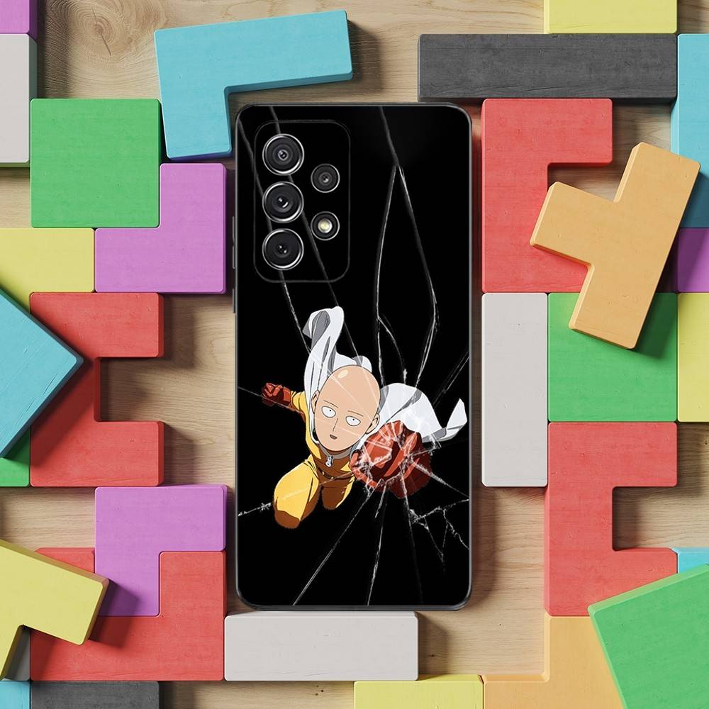 One P-Punch M-Man S-Saitama Phone Case For Samsung S25,S24,S23,S22,S21,S20,S10,Ultra,Plus,Lite,FE,Soft Silicone Black Cover