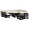 Garden Sofa Set 13 Pieces Black and Cream White Poly Rattan