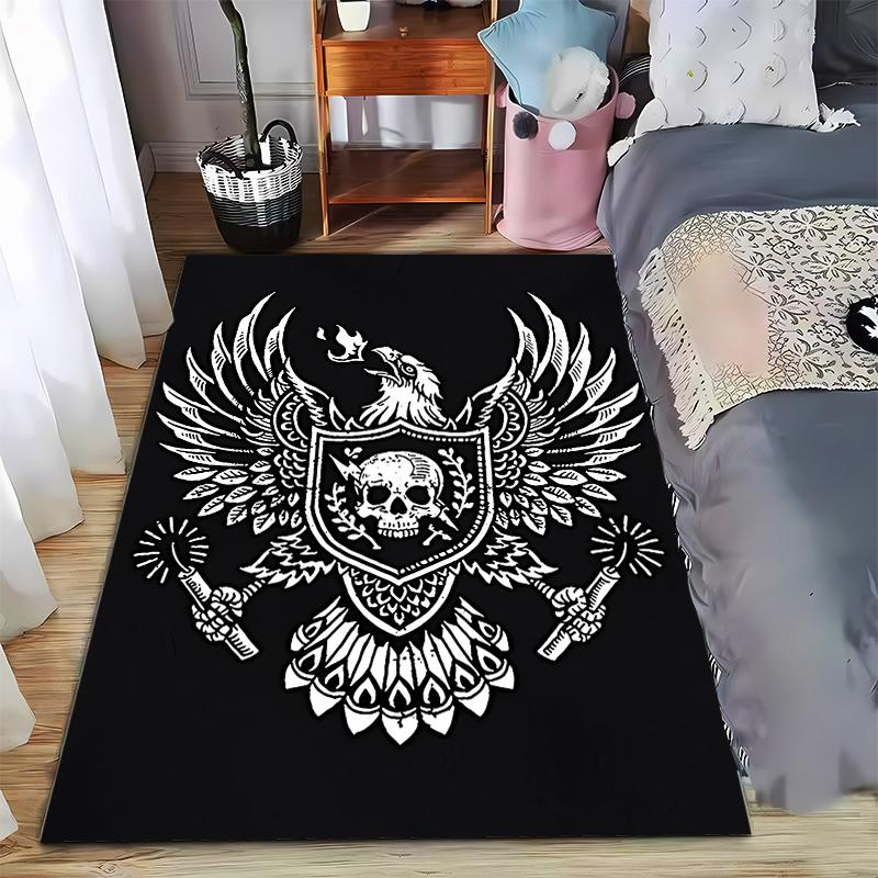 Gothic Eagle Skull Set Designed Floor Mat, Suitable As a Non-slip Mat for the Living Room or Bedroom Sofa