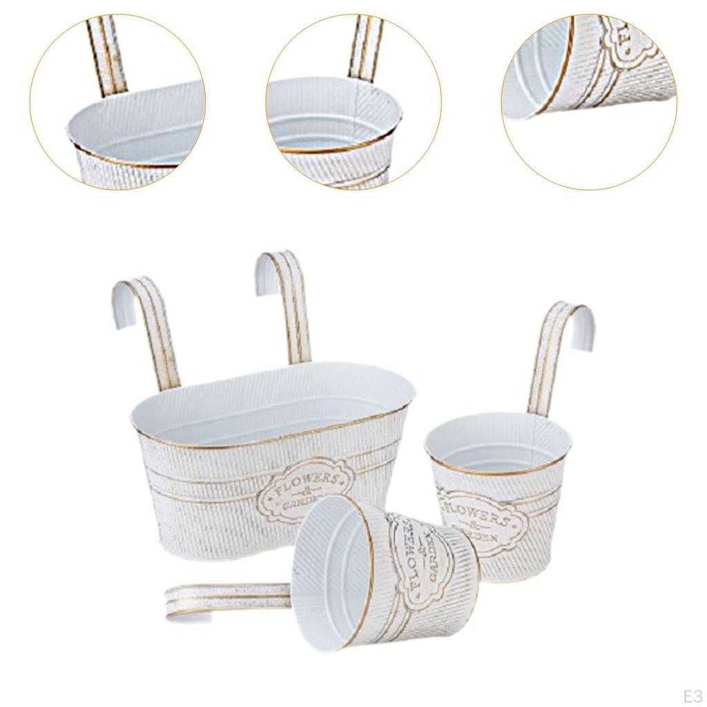 3 Pieces Hanging Flower Pots Plant Garden Decor Home Decoration Fence Planters Wall