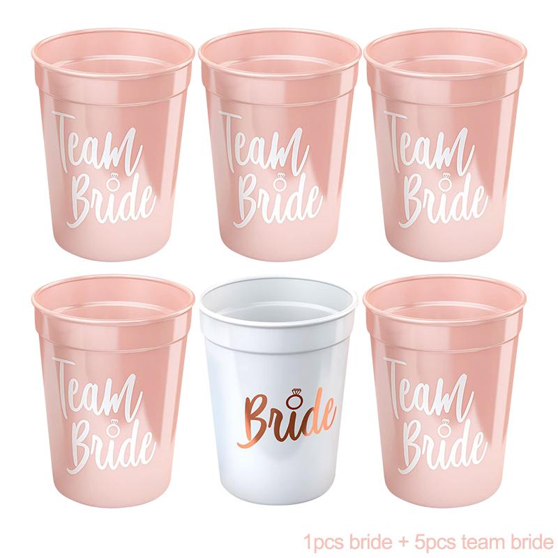 1 Set Junggesellinnenabschied Team Braut Plastik Trinkbecher Brautparty Geschenk Braut zu sein Hen Party Zubehör Hochzeitsdekorationen