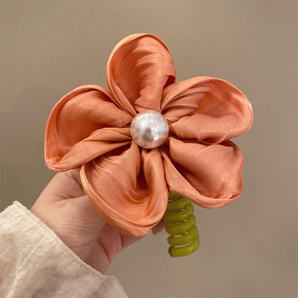 Wysokoelastyczna Gumka do Włosów z Kwiatem Kucyk Spiralna Gumka do Włosów Koreańska Gumka do Włosów Kucyk Kobieta