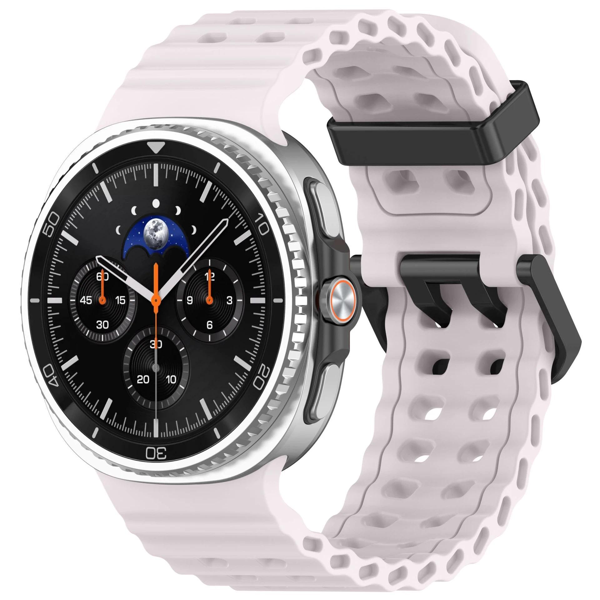 Морской ремешок для Samsung Galaxy Watch 8 Ремешок 40 мм 44 мм Спортивный силиконовый Браслет correa pulseira Galaxy Watch 8 classic 46 мм Ремешок galaxy watch 8 44mm розовый