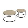 Two-Piece Nesting Coffee Table Set, Oak Veneer, Round with a Diameter of 80 cm, Metal Frame, Modern Style, Suitable for Living Room, Bedroom, Balcony.