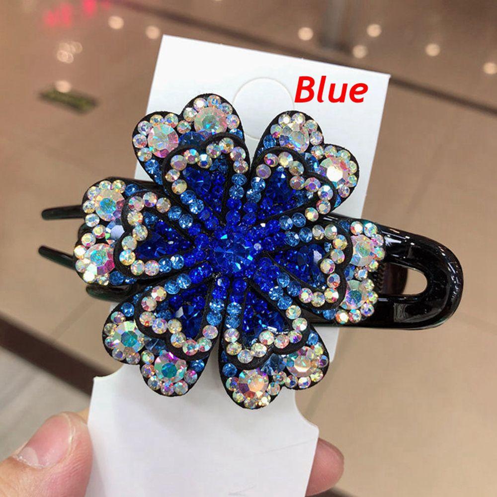 Headwear Flexible Rhinestone Hair Clip Wedding Dovetail Clips Duckbill Hairgrip Crystal Flower