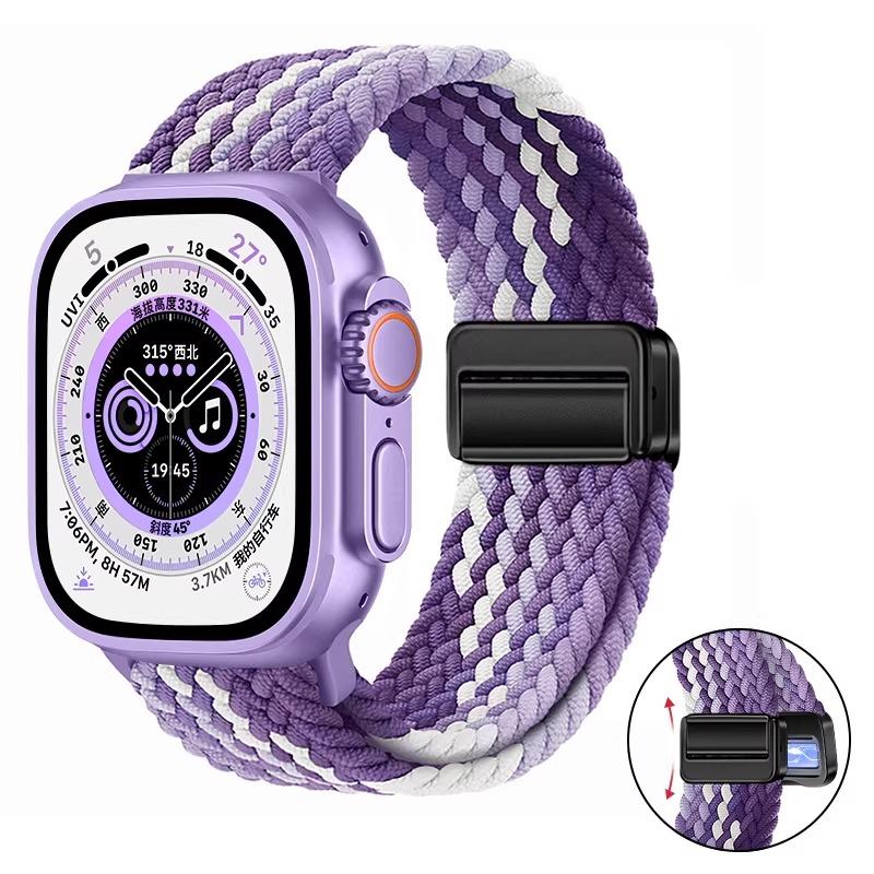 Nylon Braided Band For Apple Watch Series Ultra 3 2 1 49mm 11 10 46mm 42mm 9 8 7 45mm 41mm Magnetic Strap iWatch 6 5 SE 44/40mm Belt