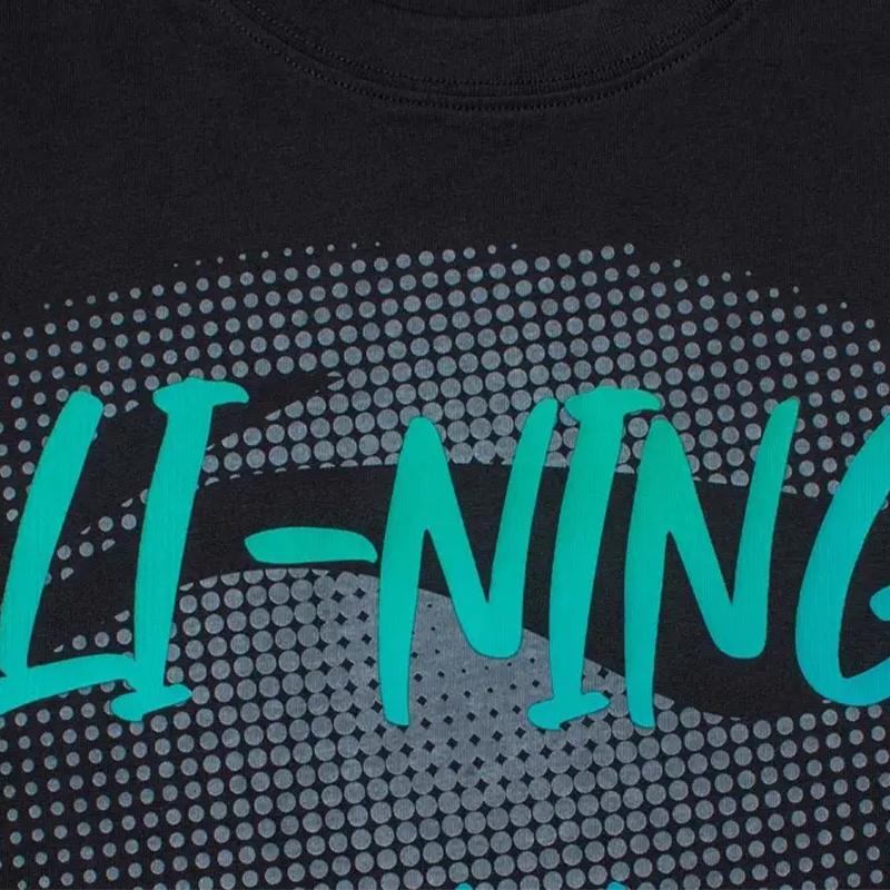 Li Ning Logo Letter Print Round Neck Short Sleeve Fashion Comfortable Shorts Casual Sports Suit Unisex Suit AHSU803-2+YKSV129-1