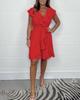 2025 Women's Summer V-Neck Waist-Cinching Ruffle Dress - Solid Color