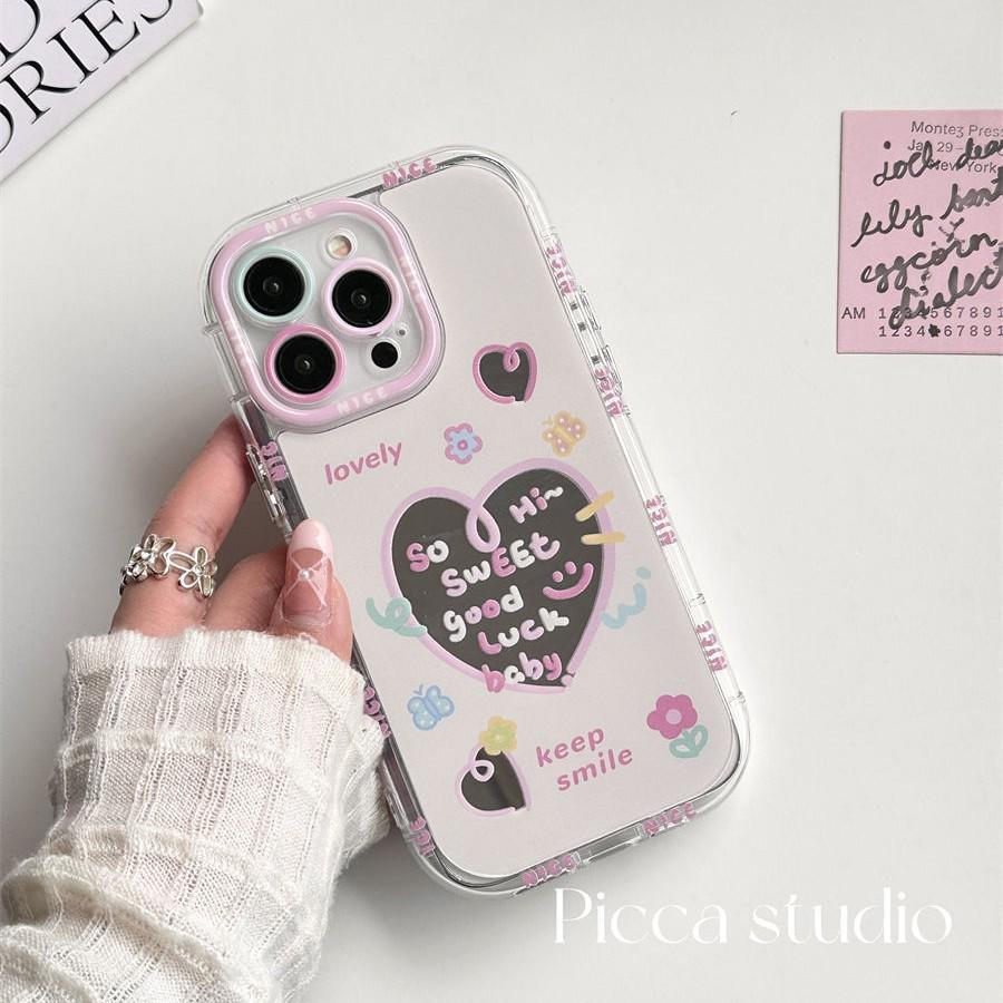 

Love Heart English Mirror iPhone Case for 15 Pro Max/14/13/17, New 16 Pro iPhone 14 Pro