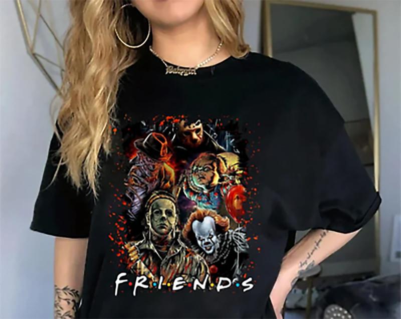 Футболка с персонажами фильмов ужасов, Ужасы, Хэллоуин Друзья Новая черная футболка Унисекс футболка XXXXL