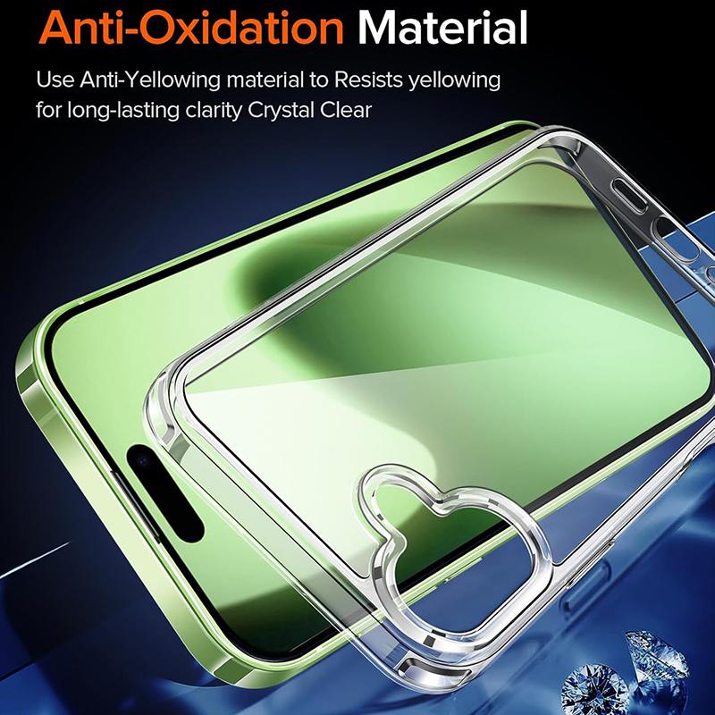 Shockproof Acrylic Hard Case for iPhone 17 Air Cover Silicone Soft Back Cover for iPhone 17 16 15 14 11 Pro Max Mini Shell