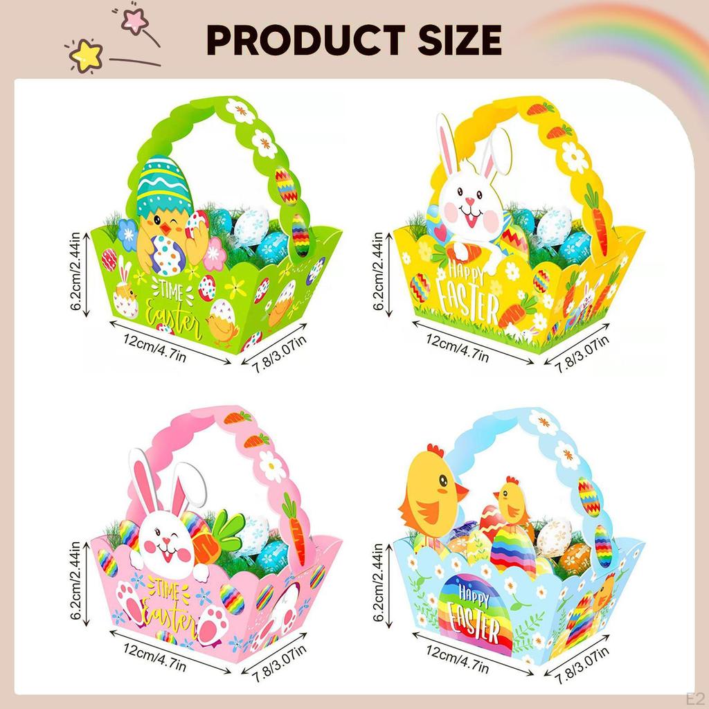 12 ks Velikonoční papírové košíčky Party suvenýry Dekorativní 4 barvy DIY nádoby Barevné roztomilé dárky