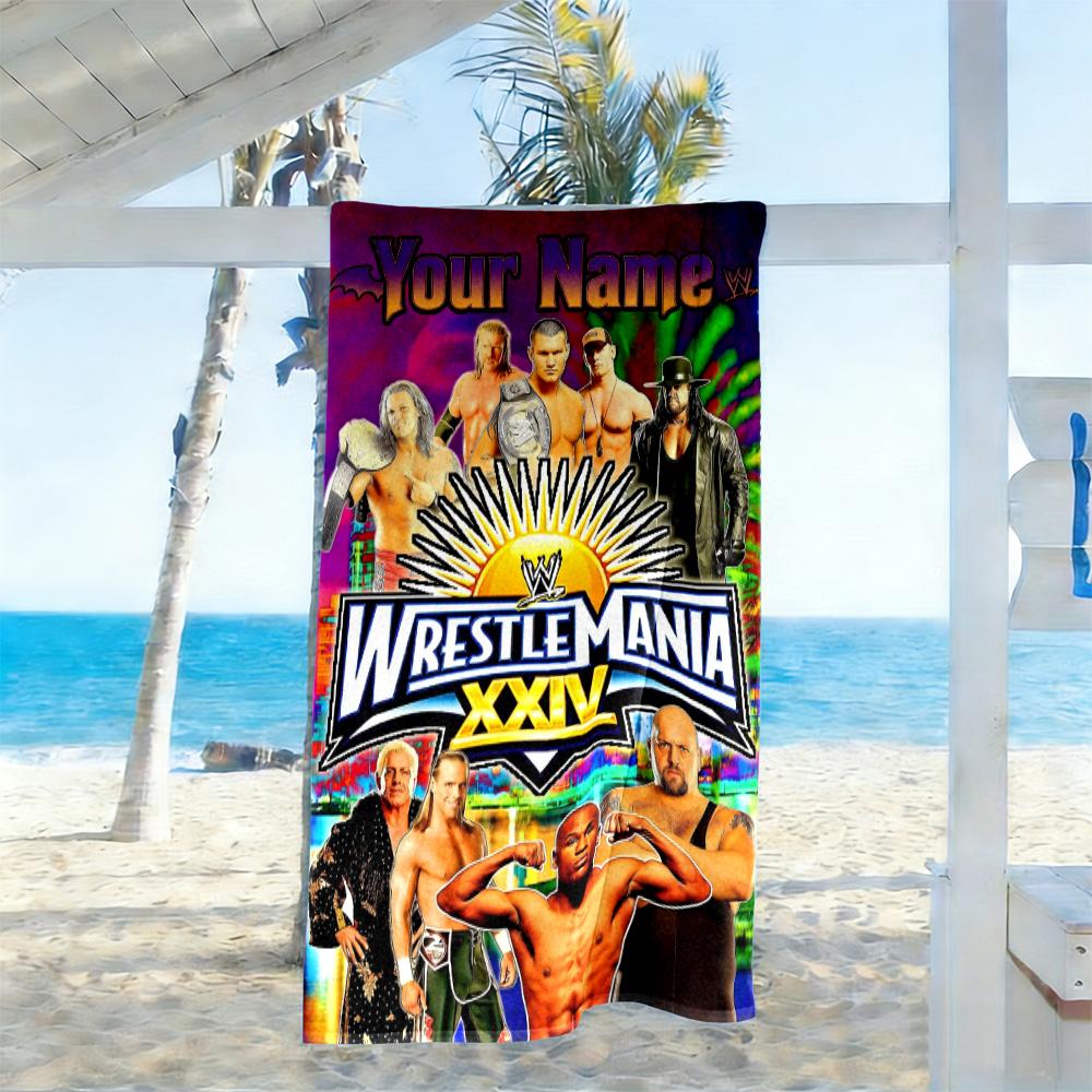 Wrestlemania Customize Text Beach Towel Soft Durable Quick-Dry Portable for SwimmingBeachCamping Travel Beach AccessoriesGym