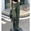 Jeans High Waisted Loose 2022 Women's Vintage Wide Leg Cargo Jeans High Street Retro Straight Leg Women's Patchwork Cargo Jeans