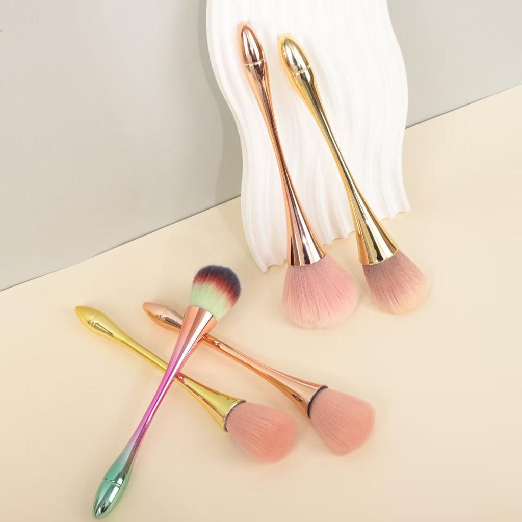 Small Waist Loose Powder Brush Nail Dust Brush Contour Blush Brush Mushroom Head Makeup Brush Beauty Tool Electroplated Handle