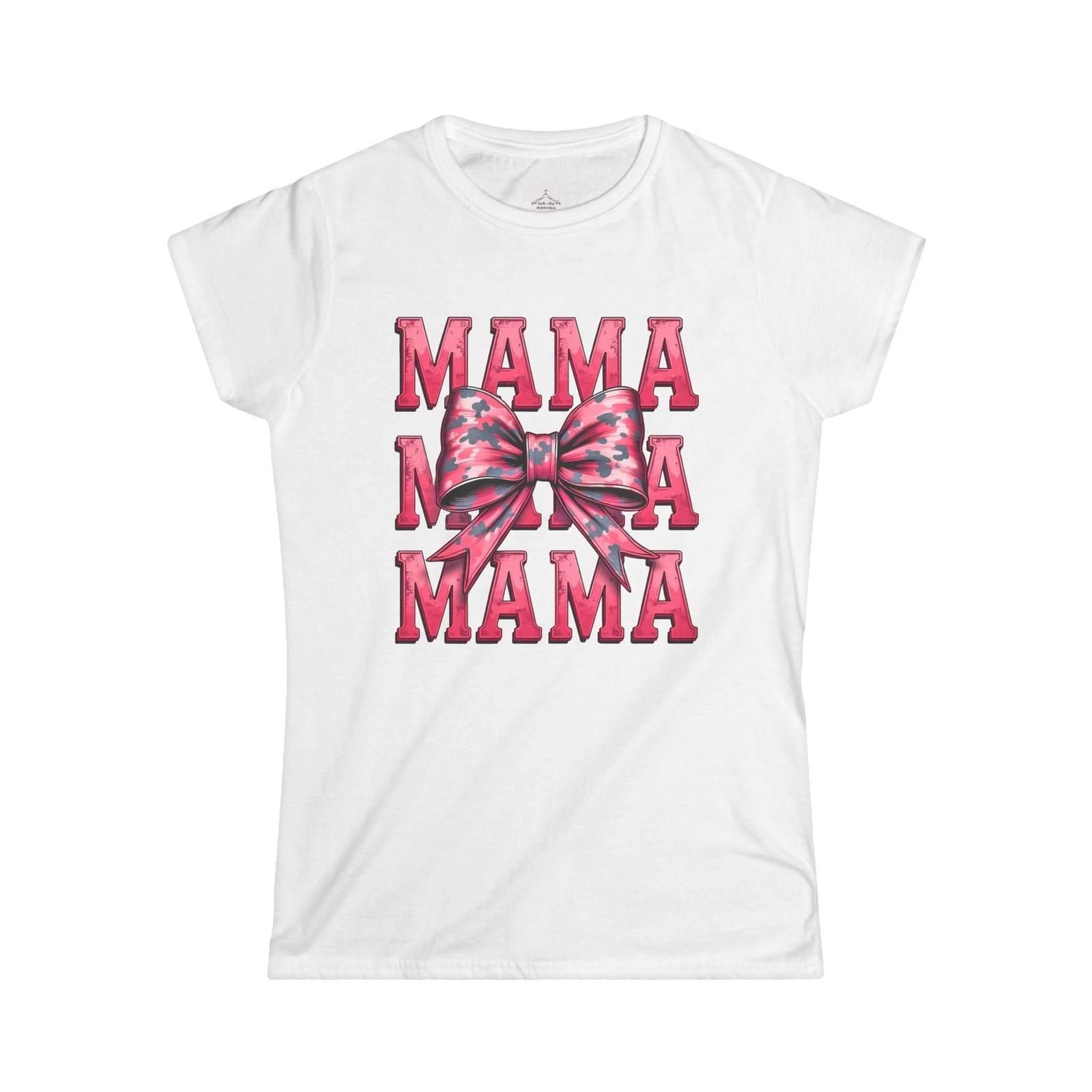 Женская футболка Mama Bow , Футболка ко Дню матери, Подарок маме, Милый семейный наряд, S