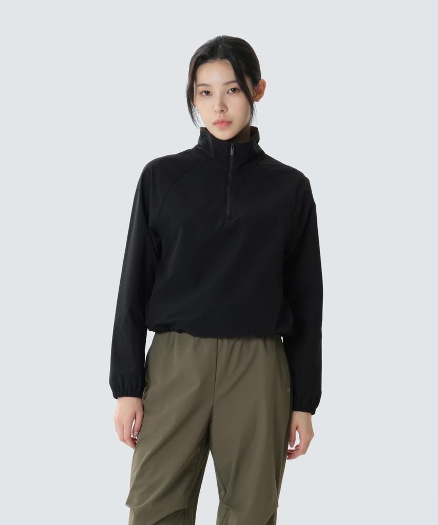 SNOWPEAK APPAREL Women'S Hybrid Half-Zip Sweatshirt (S26Fwtzt33) Black