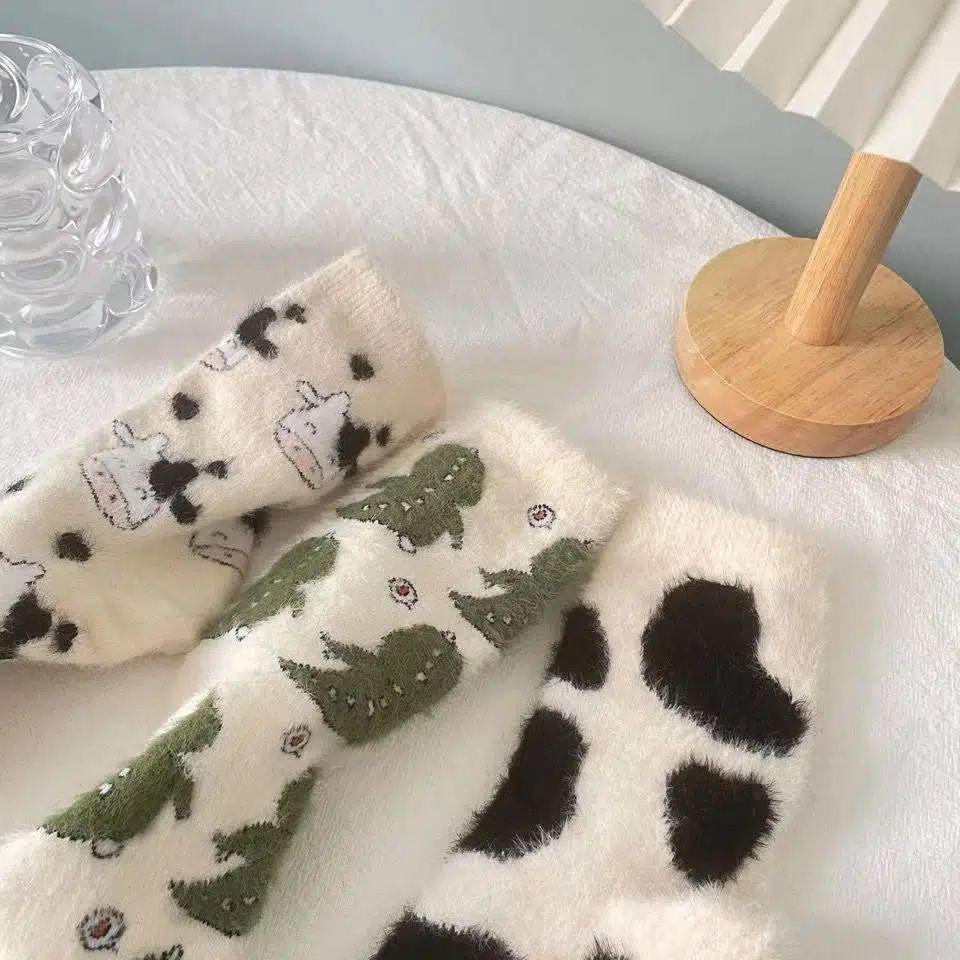 Mink Velvet Spring & Autumn Fluffy Milk Pile Socks - Super Cute, Thick, Cotton-Soft Floor Socks