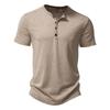 Men's Short-sleeve T-shirt Henley Collar Summer Casual Solid Color T Shirt for Men Polo High Quality Mens T-shirts