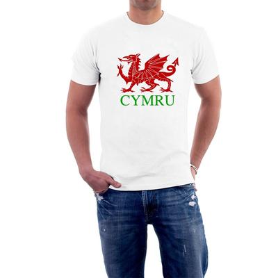 Wales T-shirt Welsh Dragon CYMRU Cotton Tee Flag Rugby Football Sillytees