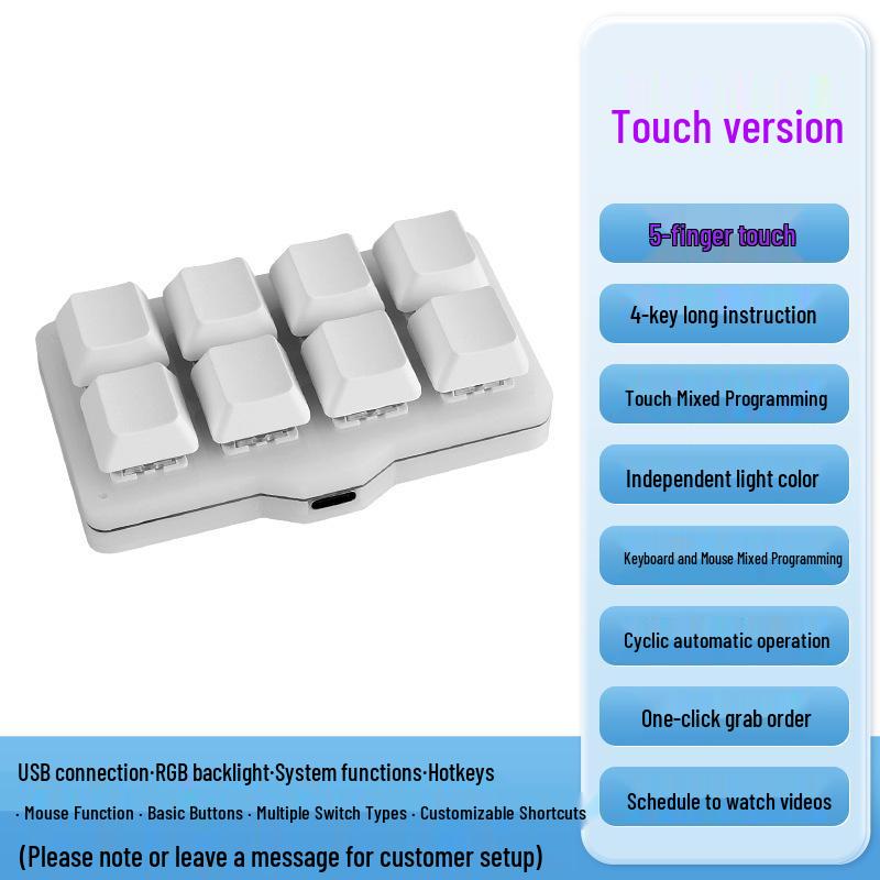 USB Custom Compact Mechanical Keyboard: 8-Key Programmable Macro Shortcut for Password Entry and Game Assistance