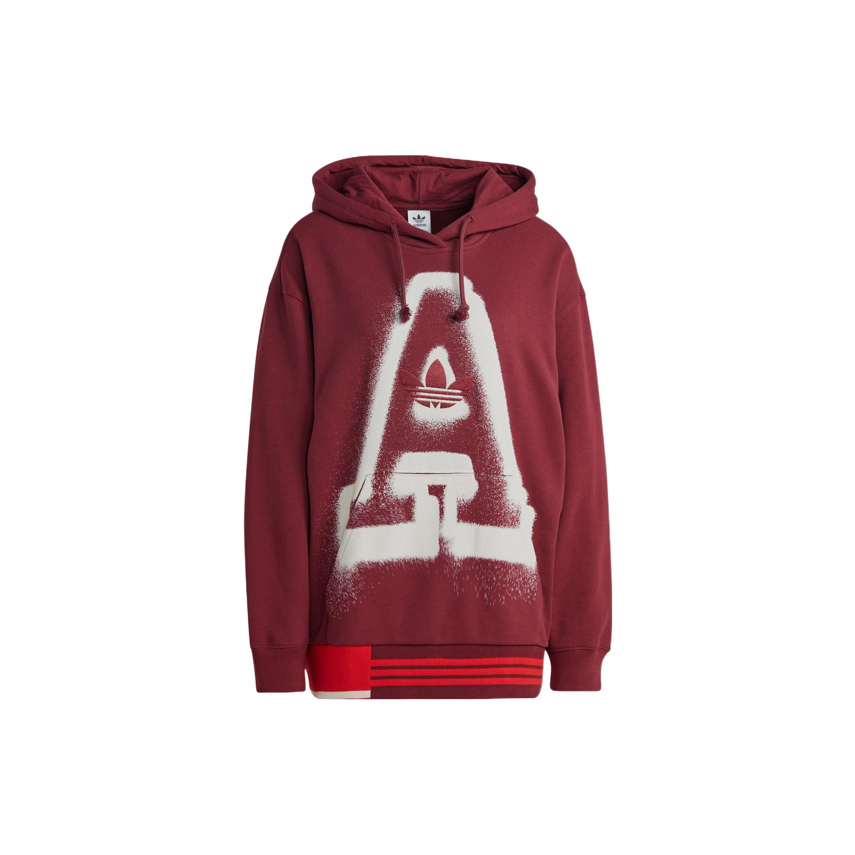 Adidas Originals Oversized Graphic Hoodie Women Red IC5236 S