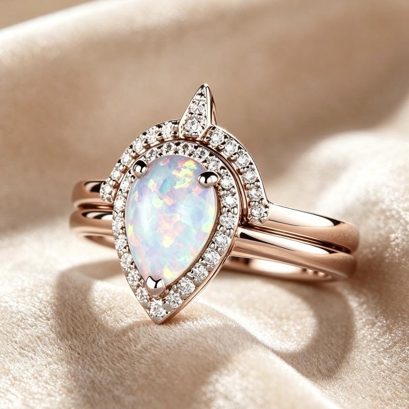New European and American Women's Ring Accessories Inlaid Opal Ring, Silver Opal Women's Ring