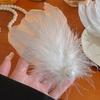 White Swan Feather Pearl Headdress Hairpin Fairy Hair Accessories Side Clip