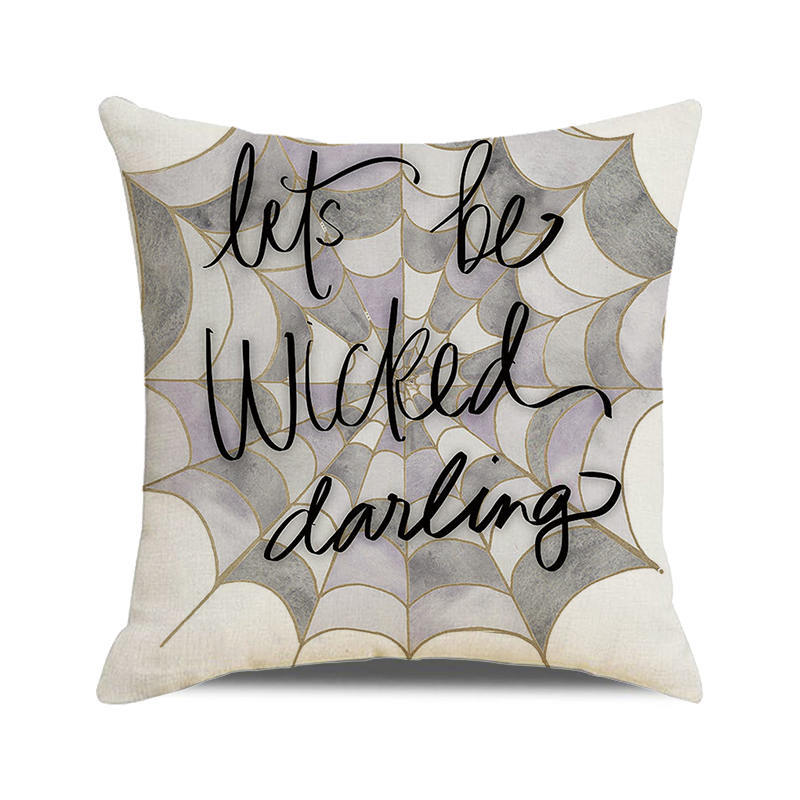 Halloween Bat Crow Pumpkin Print Cushion Cover Home Living Room Sofa Decoration Throw Pillow Cover