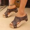 Summer Women's Wedge Slippers Rivet 8CM Heel Heel Waterproof Platform Slippers Women All-match Roman Fashion Zapatillas De Mujer