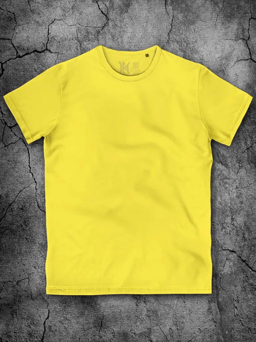 Men s Yellow Plain Cotton T-shirt for Men S