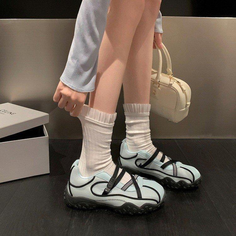 Uncle Wen Mint Summer 5.5 Height Increase Ballet Sandals Women's Summer Breathable Mary Jane Platform Casual Sneakers