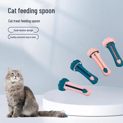 Futterlöffel für Katzen: Druckknopf-Stil, Auslaufsicher, Bissfest und Leicht zu Reinigen Medikamentenspender.