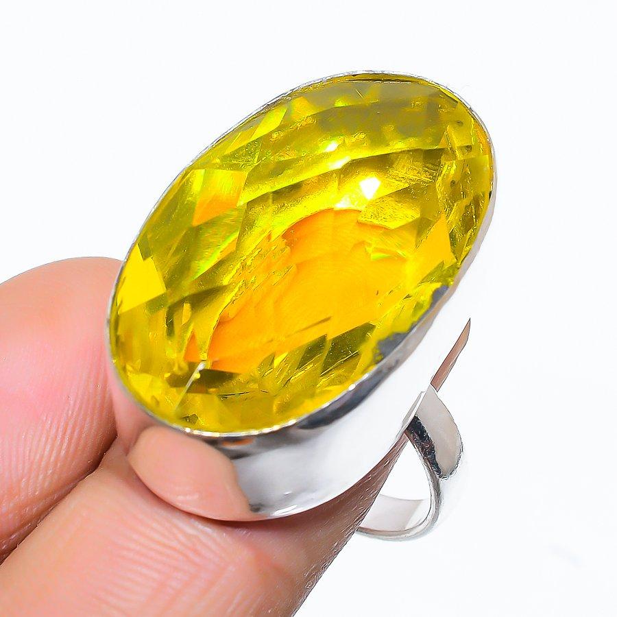 Citrine Handmade 925 Sterling Silver Jewelry Ring Size 7.5 M3S92