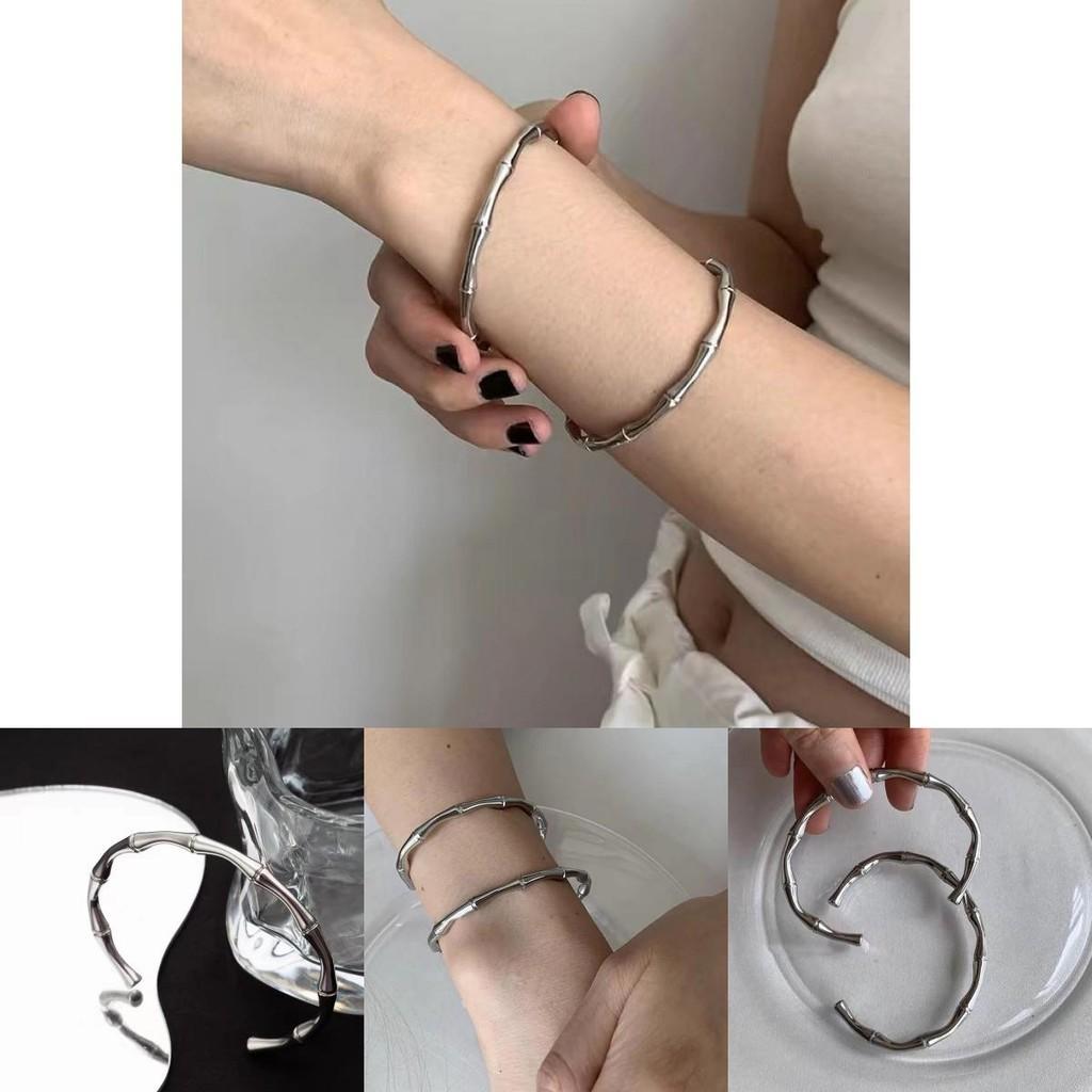 Steel Titanium Chic Bamboo Bracelet With Electroplating For Longlasting Shine