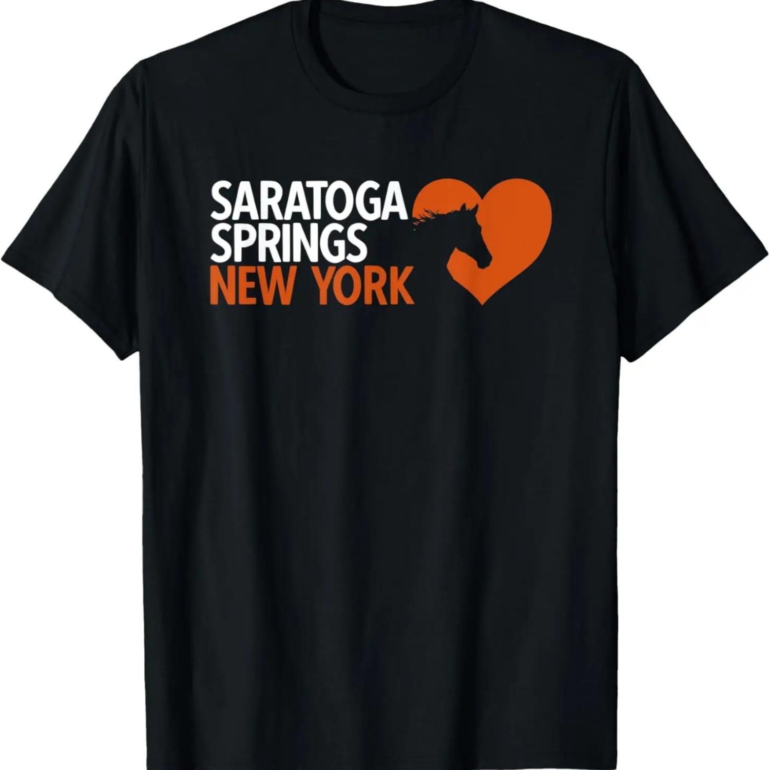

Saratoga Springs New York Toga Heart Horse Racing T-Shirt XXXXXL чорний