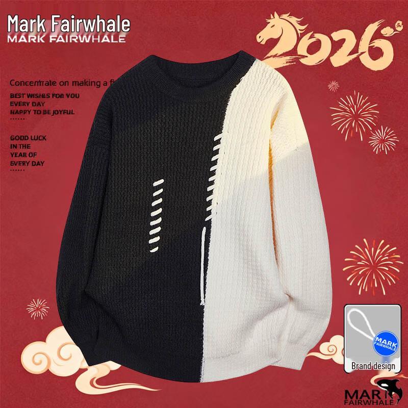 Mark Fairwhale Men's Colorblock Round Neck Knit Sweater