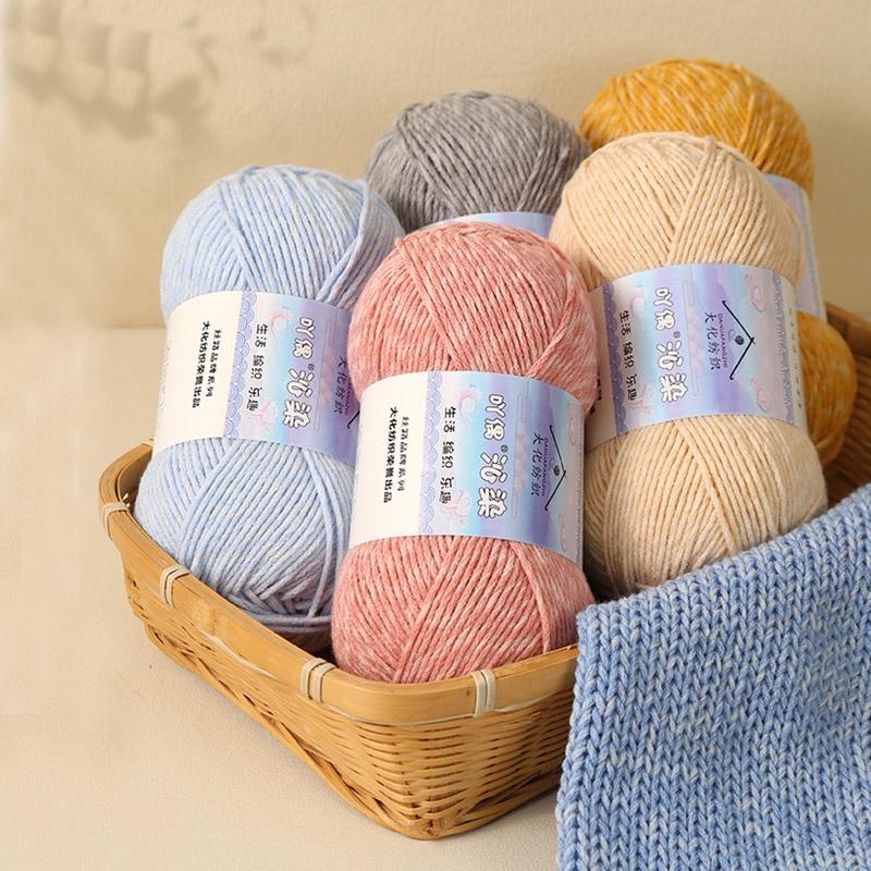 6-fädig gemustertes Milchbaumwollgarn Knäuel mittel dick handgestricktes Wollgarn Knäuel Pullover Schal Garn Häkeln DIY Materialbeutel