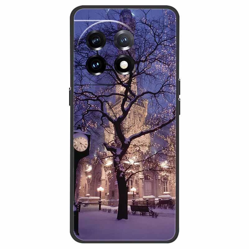 For OnePlus 11 5G Case One Plus 11R Flower Marble Black Bumper Soft TPU Silicone Cover for OnePlus 11 / 11R 5G Phone Cases Capas