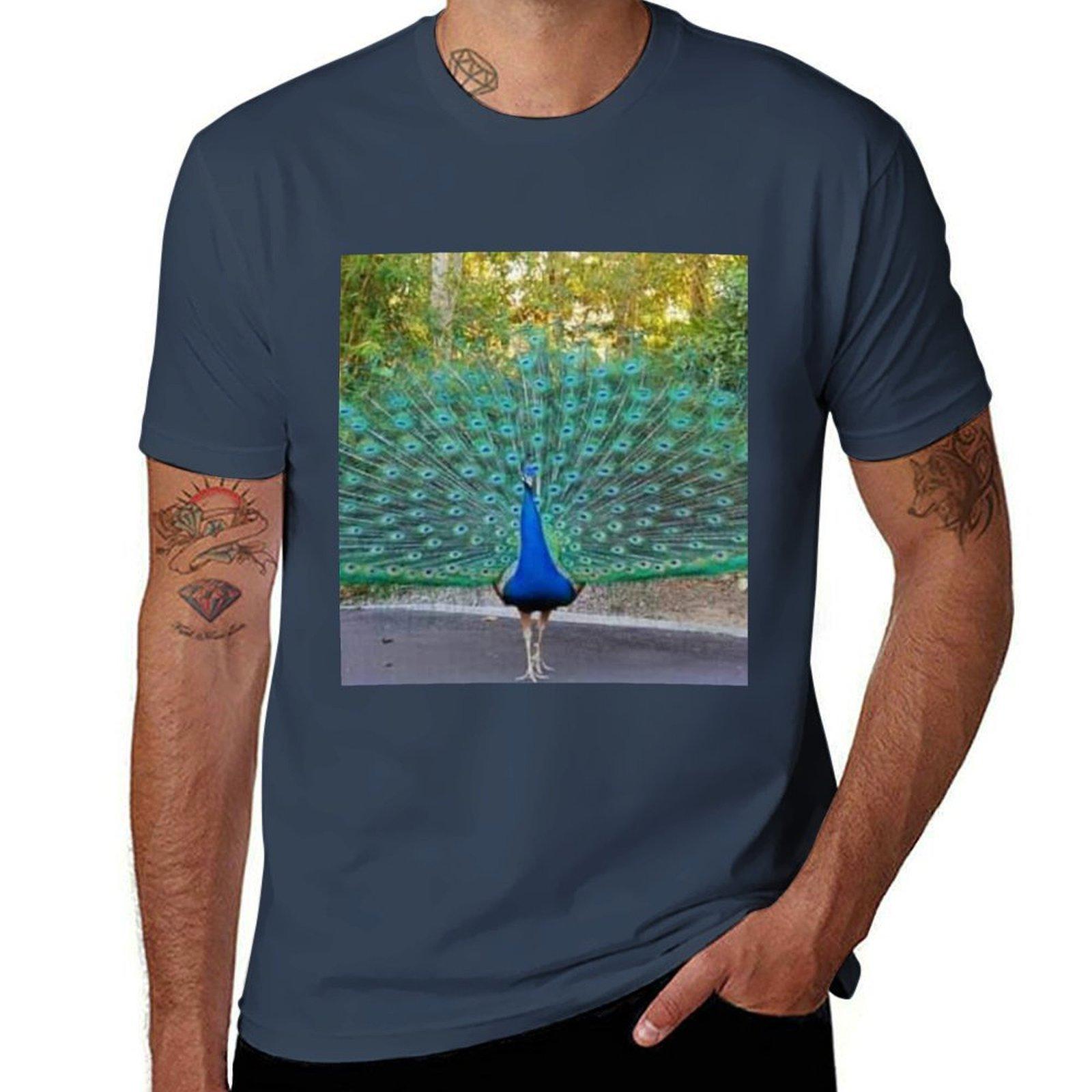 Dancing Peacock Tshirt Casual Breathable Short Sleeve Top S