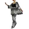 Temu 2024 Summer Women's Loose Plus Size Printed Set: Mid-Sleeve Shirt & Wide-Leg Pants