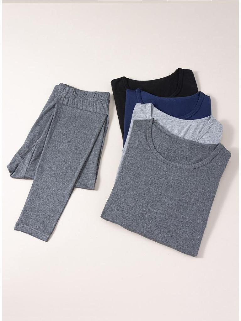 Men's Thin Style Warm Autumn Underwear Set: Top and Pants