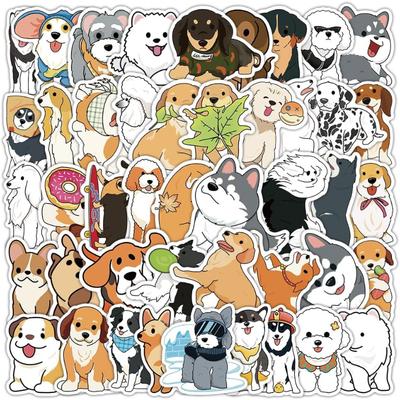 50 Stück Niedliche Hundeaufkleber Welpenabziehbilder Wasserdichtes Vinyl Geschenke für Laptop, Wasserflasche, Telefon, Gepäck, Teenager Erwachsene Kinder Jungen Mädchen
