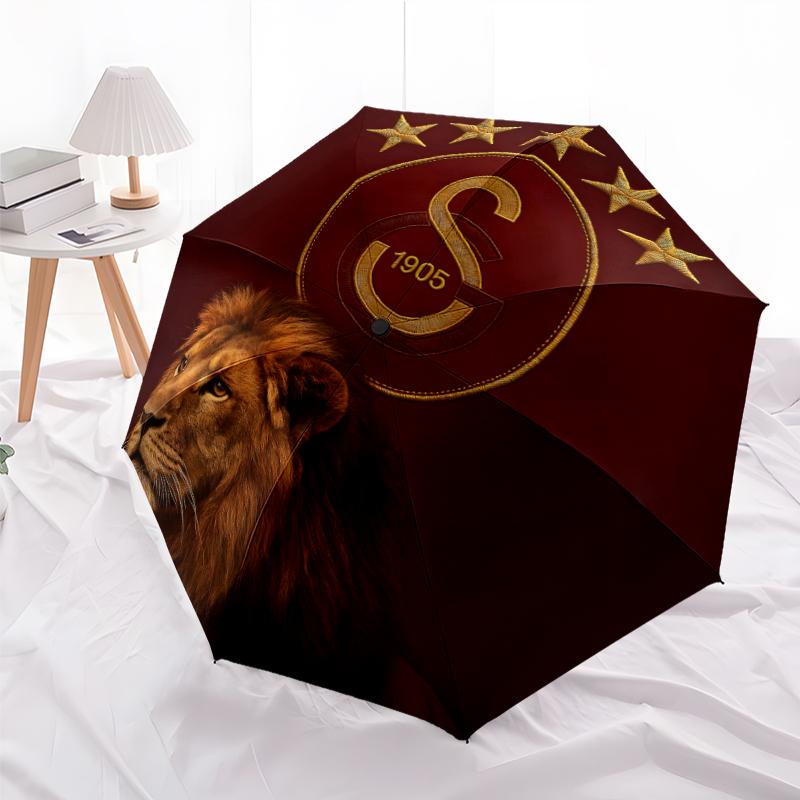 Galatasaray Fashionable Automatic Opening/Closing Folding Umbrella. Portable and Foldable, Ideal for Gift, Travel, and Daily Use.