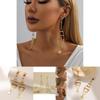 Modern 2023 Gold Plated Geometric Crystal Stone Heart Tassel Earrings For Women