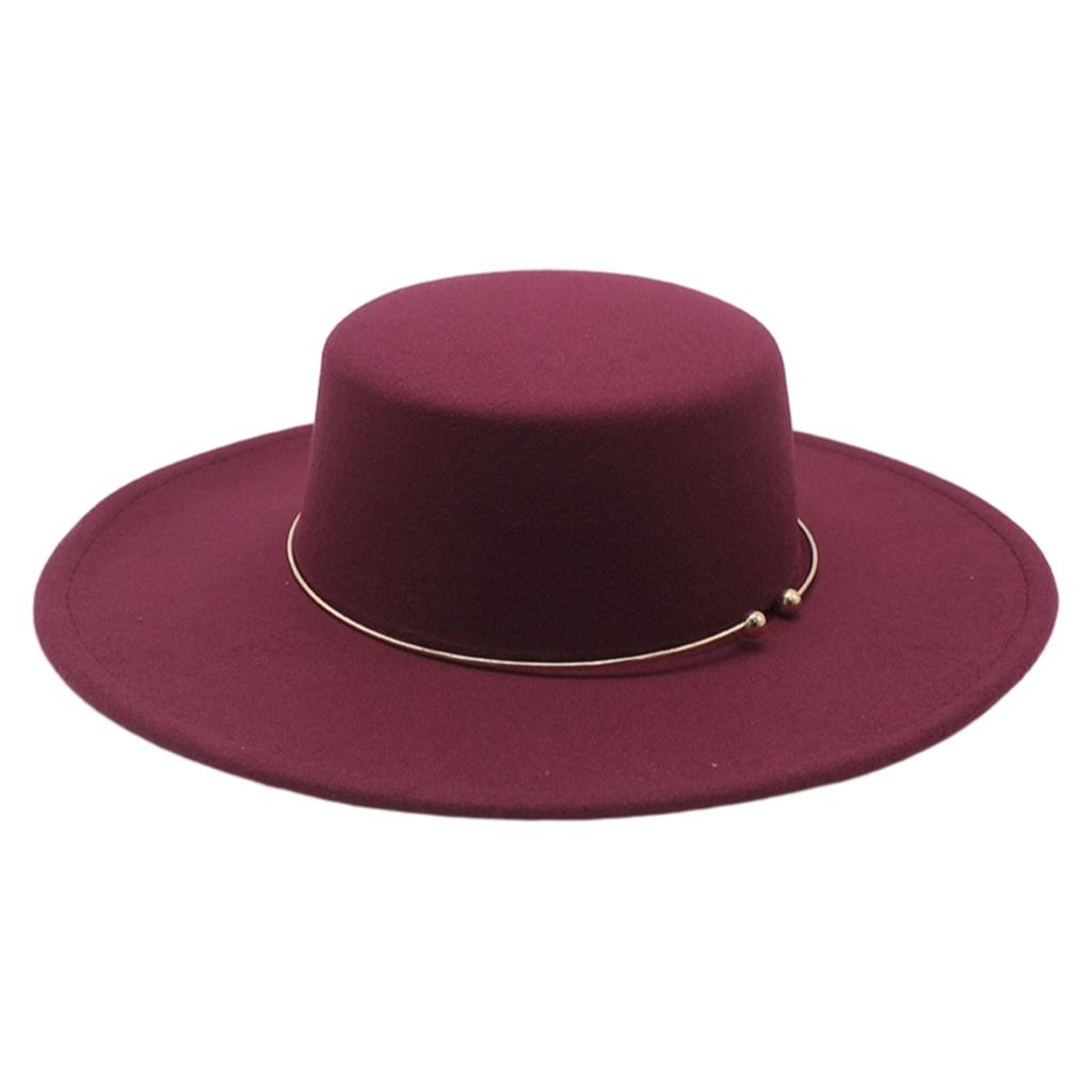 Damska Męska Kapelusz Fedora Elegancki Vintage Filcowy Kapelusz Metalowy Dekor Klasyczny Płaski Top Kapelusz Jazzowy Spersonalizowany Szerokie Rondo Cylinder
