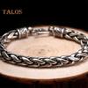 Men Bracelet Thick Hollow Chain Vintage Braided Polished Solid Color Alloy Electroplated Daily Wear Wrist Jewelry Holiday Gift
