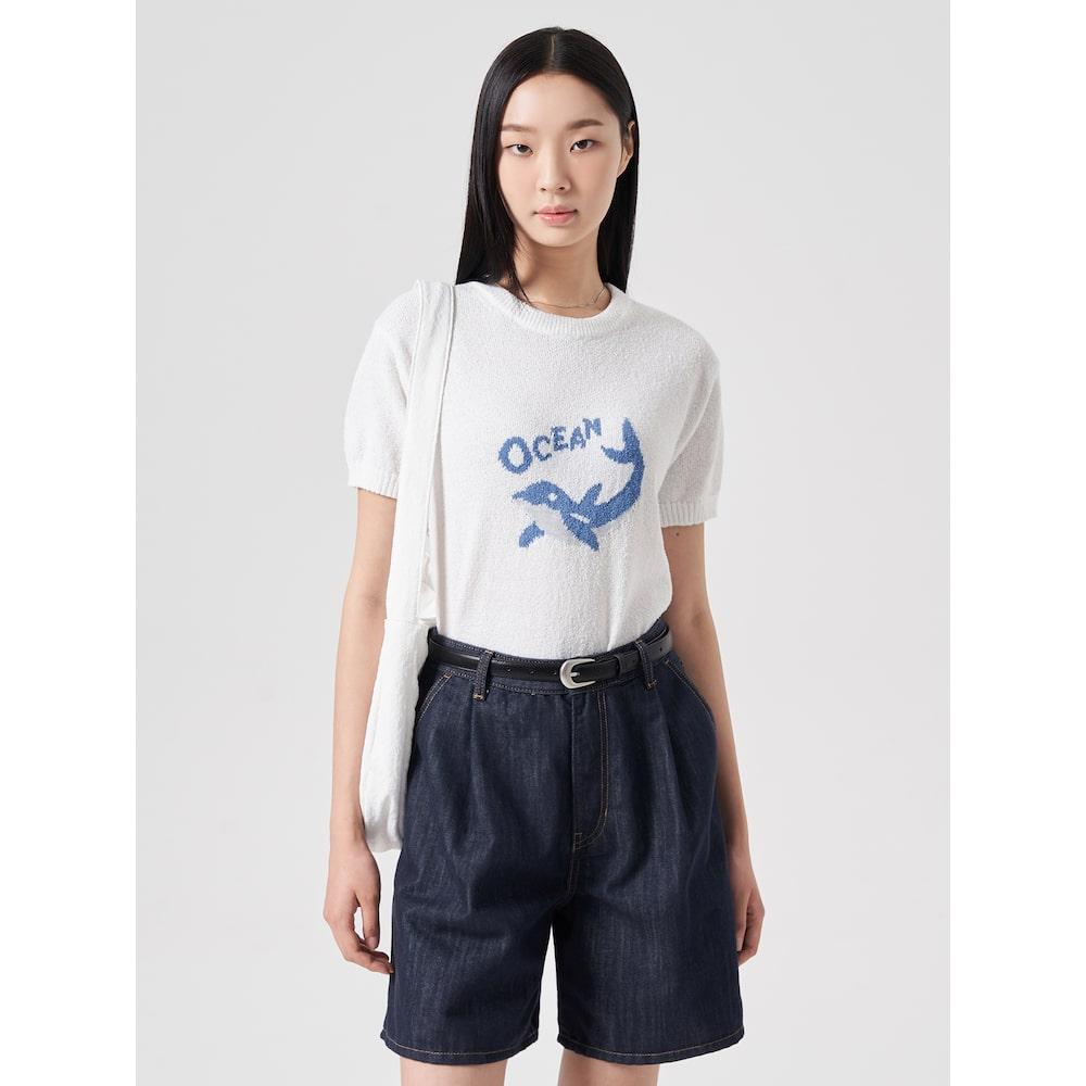 8Seconds Graphic Jacquard Short Sleeve Pullover Ivory Ivory/M